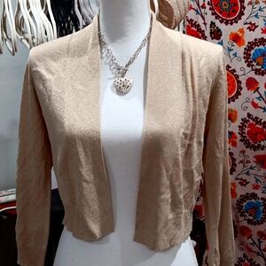 Calvin Klein size small gold beige knitted cropped cardigan NWT